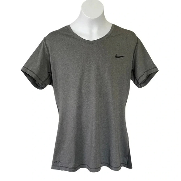 Nike Pro Dri Fit Women's Large Gray Perforated Back Active Shirt - Short Sleeves - Picture 1 of 8